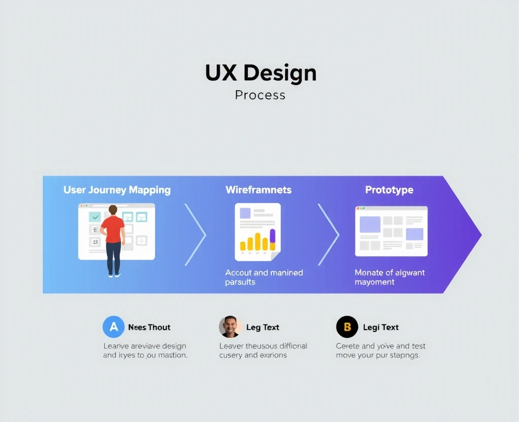UX design process illustration showing user journey mapping